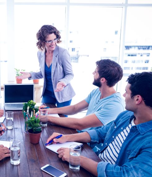 Local business team meeting